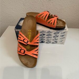 Birkenstock Women's Granada Coral Pink Leather Sandals NEW With Box Size 41